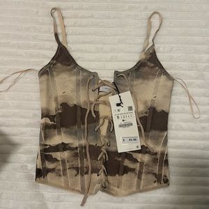 Zara cropped tie top size Small women’s